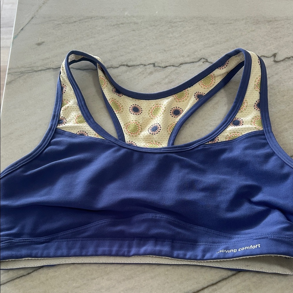 Moving Comfort Navy and Cream Sports Bra